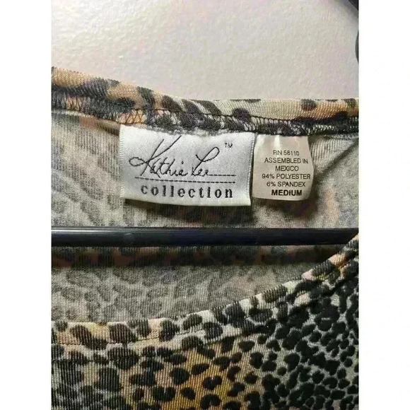 KATHIE LEE COLLECTION SLEEVELESS Leopard Animal PRINT TANK TOP Blouse SIZE M - Picture 2 of 5